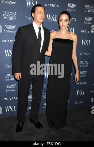 Brad Pitt und Angelina Jolie bei der Verleihung der WSJ Mag Innovator Awards 2015 im Museo di Arte Moderna. New York, 04.11.2015/picture alliance Foto Stock