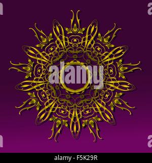 Golden round ornamento vintage. Illustrazione Vettoriale