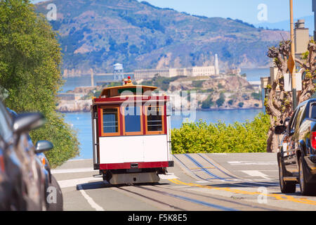 Hyde Street e San Francisco tram durante l'estate Foto Stock