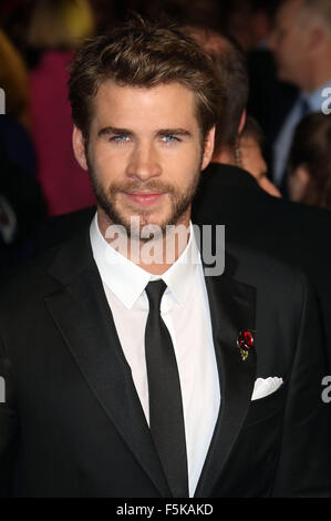 Londra, Regno Unito. 5 Novembre, 2015. Liam Hemsworth frequentando la fame di giochi: Mockingjay Parte 2 - UK Premiere di Odeon Leicester Square a Londra, Regno Unito. Credito: Stills Press/Alamy Live News Foto Stock