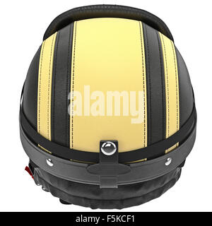 Biker moto casco con strisce gialle e protezione per le orecchie Foto stock  - Alamy