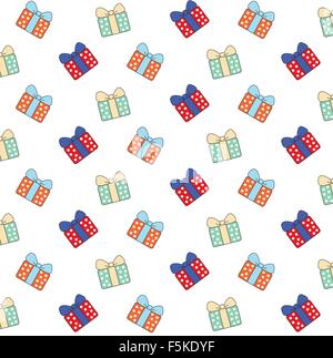 Cartoon confezioni regalo pattern su sfondo bianco Illustrazione Vettoriale