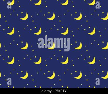 Vector cielo notturno pattern, luna e stelle Illustrazione Vettoriale