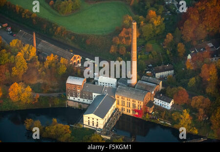 Ruhr, autunno umore, centrale idroelettrica mulino Horster Morgenstimmung, Essen, la zona della Ruhr, Nord Reno-Westfalia, Germania Foto Stock