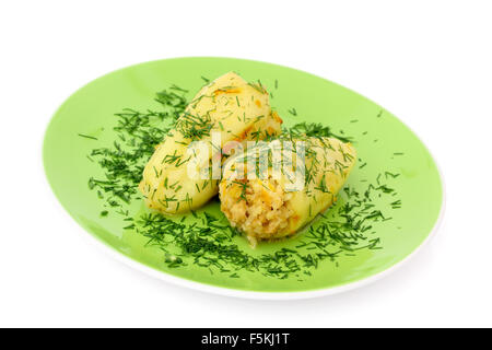 Peperoni ripieni con pollo e riso Foto Stock