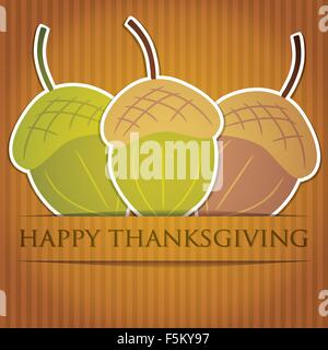 Acorn felice ringraziamento card in formato vettoriale. Illustrazione Vettoriale