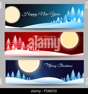 Set di un banner di Natale o le intestazioni. Illustrazione colorata. Illustrazione Vettoriale