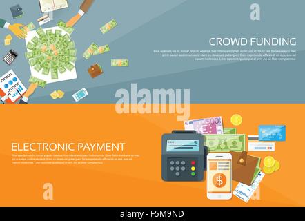 Opzioni di pagamento telefono credito denaro Banner Web piatto illustrazione vettoriale Illustrazione Vettoriale