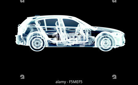 X-ray car isolata su uno sfondo nero Foto Stock