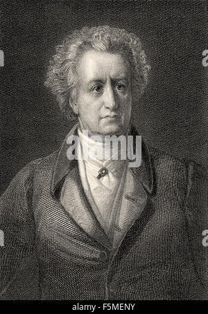 Incisione in acciaio, Friedrich Pecht, Johann Wolfgang von Goethe, 1749 - 1832 Foto Stock