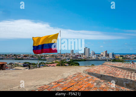 Splendido angolo di alta vista di Cartagena, Colombia Foto Stock