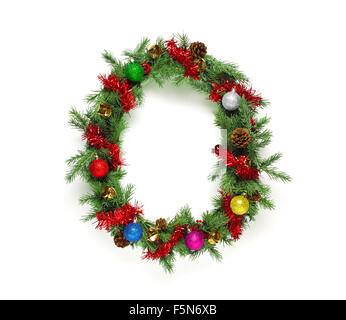 Raccolta di albero di Natale decorato lettere e numeri Foto Stock