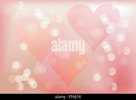 La molla sfondo romantico in rosa con cuori Illustrazione Vettoriale