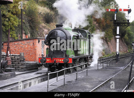 L'età di vapore, Vintage locomotiva a vapore in Severn Valley Railway in Inghilterra Foto Stock