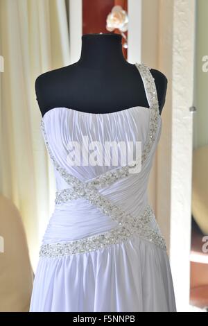 Parti di abiti da sposa con corsetto e tessuto tighting Foto Stock
