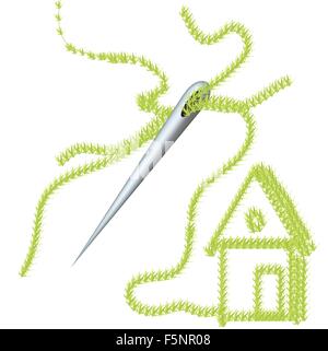 Enorme ago luminoso casa di cucitura Illustrazione Vettoriale