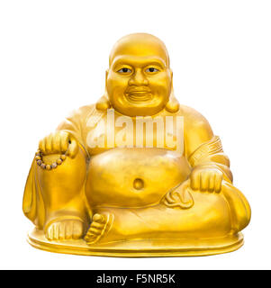 Golden buddha isolato su sfondo bianco Foto Stock