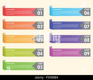 Set di segnalibri colorati, sfondo Infographics, vettore EPS10 Illustrazione Vettoriale