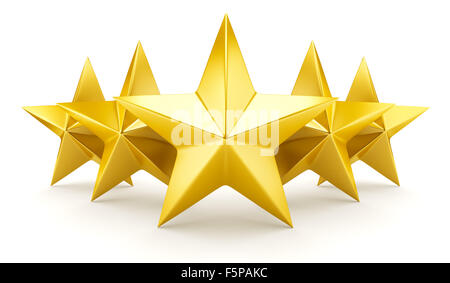 Cinque stelle - shiny golden stars Foto Stock