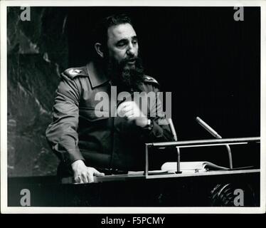 1960 - Le Nazioni Unite a New York City. Premier cubano Fidel Castro ha affrontato la Assemblea generale delle Nazioni Unite di oggi. © Keystone Pictures USA/ZUMAPRESS.com/Alamy Live News Foto Stock