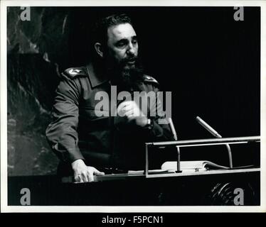 1960 - Le Nazioni Unite di New York City premier cubano Fidel Castro ha affrontato la Assemblea generale delle Nazioni Unite di oggi. © Keystone Pictures USA/ZUMAPRESS.com/Alamy Live News Foto Stock