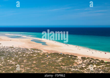 La famosa laguna di Risco El Paso a Playas de Sotavento Fuerteventura Foto Stock