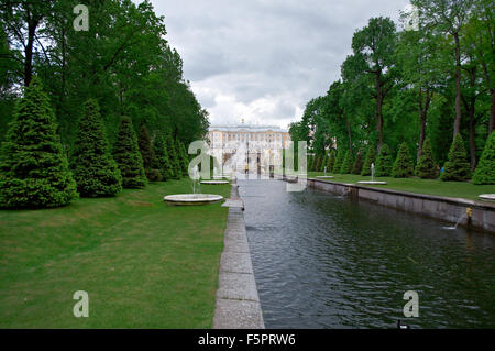 Canale di Peterhof Palace. San Pietroburgo, Russia- Giugno 3, 2015 Foto Stock