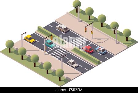 Isometrica del vettore attraversamento pedonale Illustrazione Vettoriale