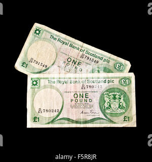 Coppia di ottanta Royal Bank of Scotland una libbra di banconote Foto Stock