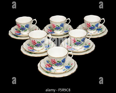 Set di anni cinquanta Royal Albert 'Sweet Pea' porcellana tazze di tè e piattini. Foto Stock