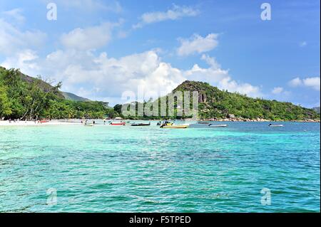 Spiaggia di Anse Volbert, Isola di Praslin, Seicelle Foto Stock