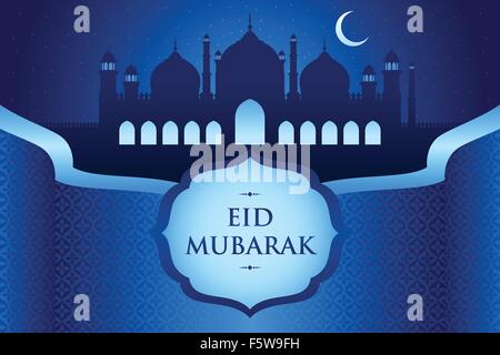 Una illustrazione vettoriale di Eid-Al-fitr greeting card design Illustrazione Vettoriale