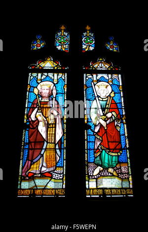 Vetrata a Castello di Tynemouth e Priory, nei pressi di Newcastle. Foto Stock