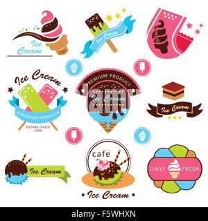Una illustrazione vettoriale di gelato design etichetta Illustrazione Vettoriale