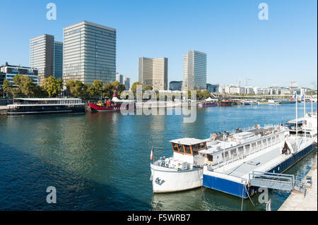 Francia, Parigi, Senna e Bibliotheque Nationale de France Foto Stock