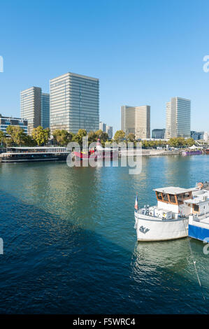 Francia, Parigi, Senna e Bibliotheque Nationale de France Foto Stock