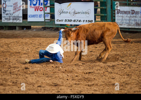 I giovani a competere in gioventù NSRA rodeo a Lincoln, California Foto Stock