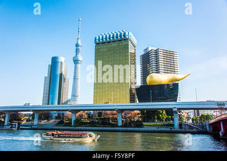 Tokyo Skytree e birra Asahi building,Tokyo Giappone Foto Stock