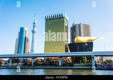 Tokyo Skytree e birra Asahi building,Tokyo Giappone Foto Stock