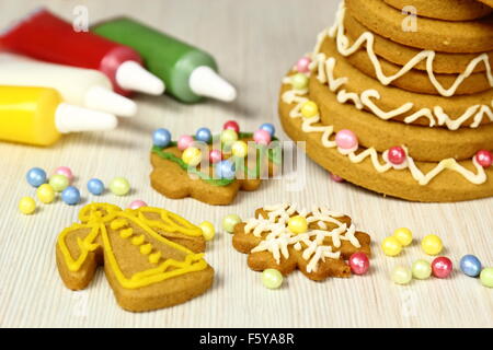 La decorazione di Natale gingerbread cookie Foto Stock