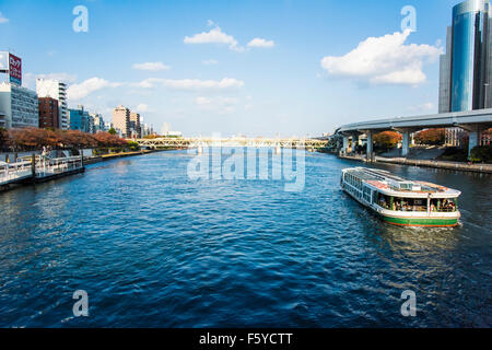 Vista da Azumabashi,Sumida River,Tokyo Giappone Foto Stock