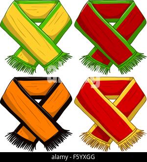 Un pacco di illustrazioni vettoriali di famose squadre sportive sciarpe. Illustrazione Vettoriale
