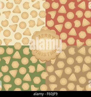 Set di Natale di vettore seamless pattern con gingerbread cookie Illustrazione Vettoriale