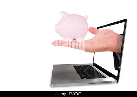 Immagine composita di imprenditore tenendo la mano Foto Stock