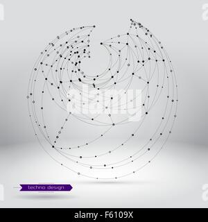 Geometrica astratta forma poligonale. La scienza del vettore sfondo. La tecnologia avveniristica dello sfondo. Punti di collegamento e linee Illustrazione Vettoriale