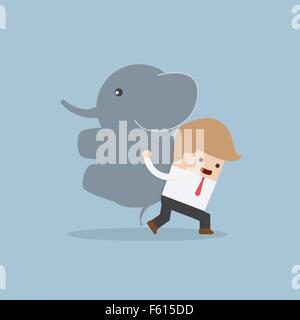 Imprenditore elefante portante, il concetto di Leadership, vettore EPS10 Illustrazione Vettoriale