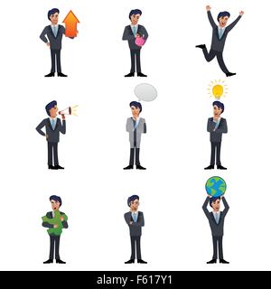 Una illustrazione vettoriale di imprenditore icona set Illustrazione Vettoriale