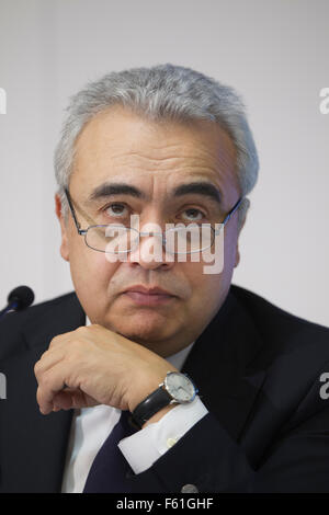 Fatih Birol, Direttore esecutivo dell'Agenzia internazionale dell energia, intervenendo al World Energy Outlook conference, London, Regno Unito Foto Stock