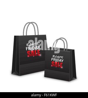 Shopping di sacchetti di carta per il Black Friday Sales Illustrazione Vettoriale