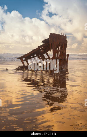 Il naufragio del Peter Iredale che è arenata nel 1906 su Oregon Coast in rotta per il Columbia River. Foto Stock